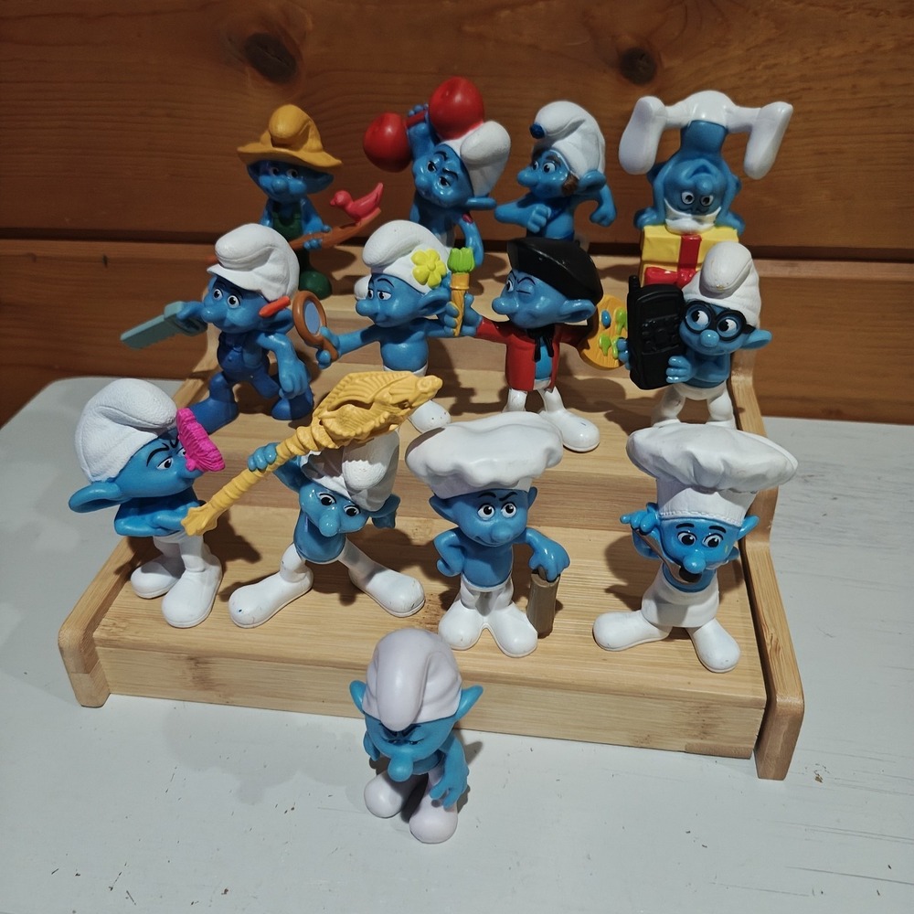 Lot of 13 McDonalds Smurfs Happy Meal Toys Figures Cake Toppers 2011-2013 ZD1